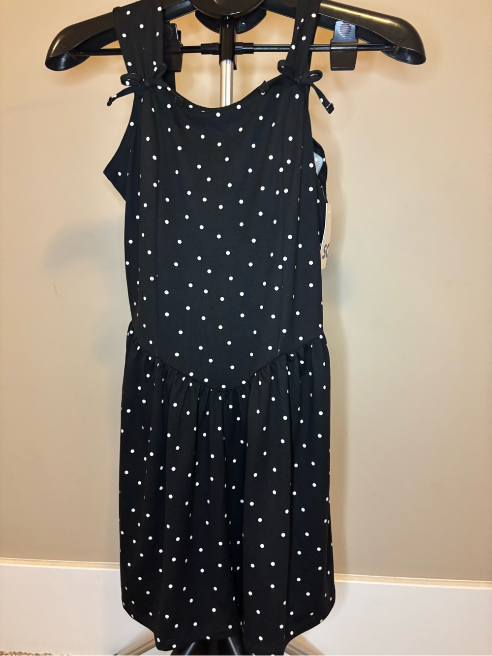SO Girls Plus Size 12 Black White Polka Dot Sleeveless Dress Ruffle Skirt NWT